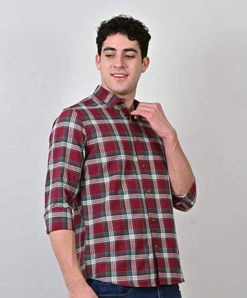 Oxford Checkered Maroon Shirt