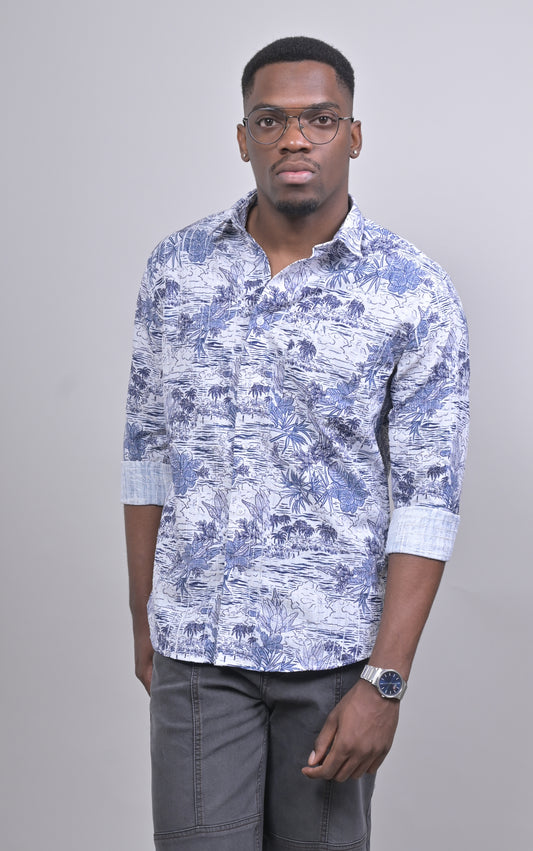 STRUCTURED DOBBY PRINTED SHIRT