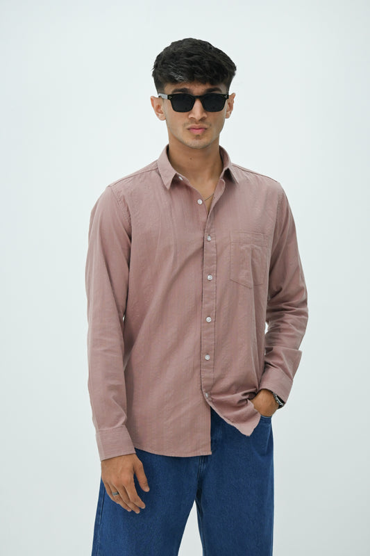SELF STRIPES DOBBY SHIRT-PEACH