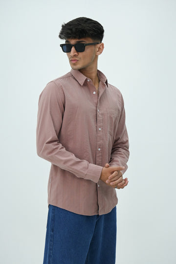 SELF STRIPES DOBBY SHIRT-PEACH