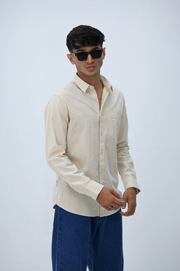 SELF STRIPES DOBBY SHIRT-BEIGE