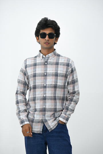 COTTON LINEN CHECK SHIRT