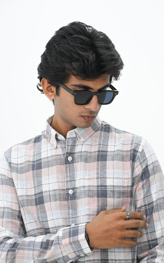 COTTON LINEN CHECK SHIRT