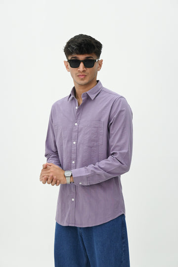 SELF STRIPES DOBBY SHIRT-PURPLE