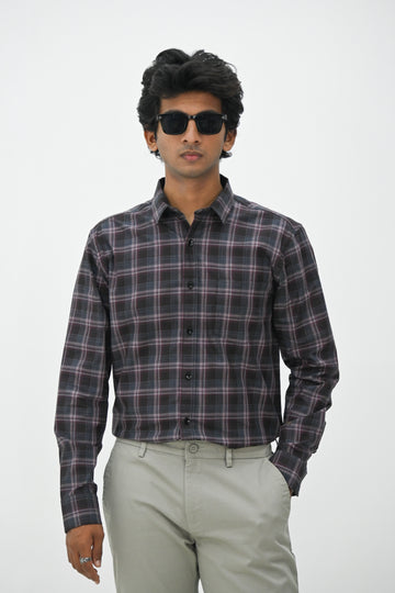 GIZA COTTPREMIUM ON CHECK SHIRT-MAROON