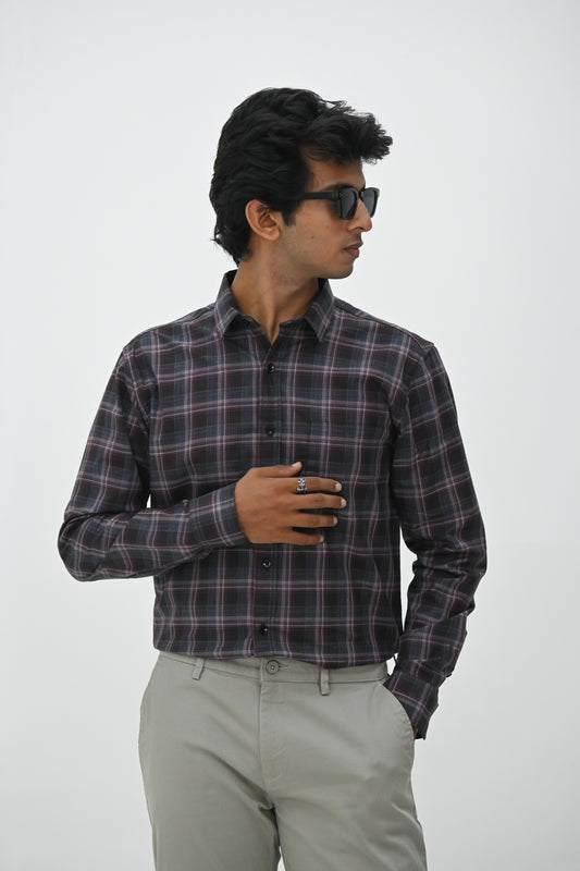 GIZA COTTPREMIUM ON CHECK SHIRT-MAROON