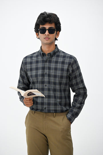 GIZA COTTPREMIUM ON CHECK SHIRT-GREEN