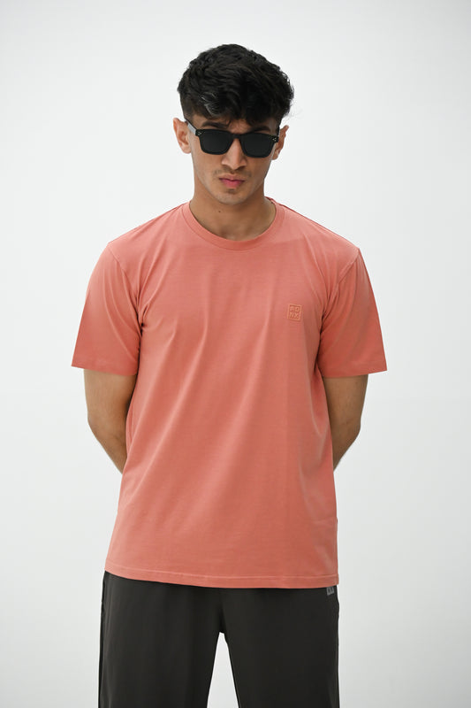 FINE STRETCHABLE T-SHIRT-PEACH