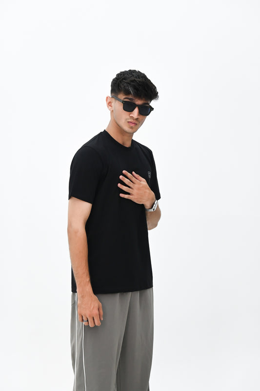 FINE STRETCHABLE T-SHIRT-BLACK