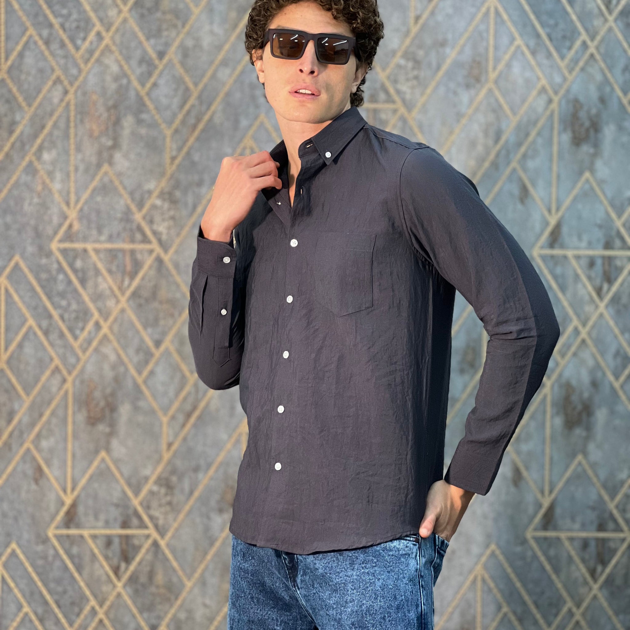IMPORTED PLAIN BLACK SHIRT
