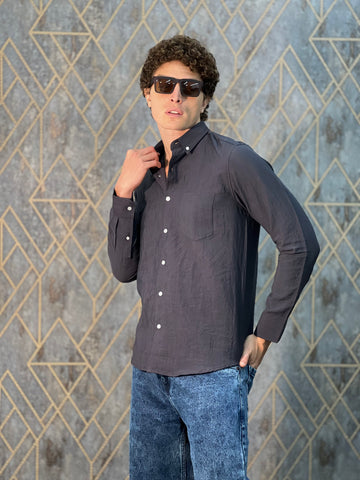 IMPORTED PLAIN BLACK SHIRT