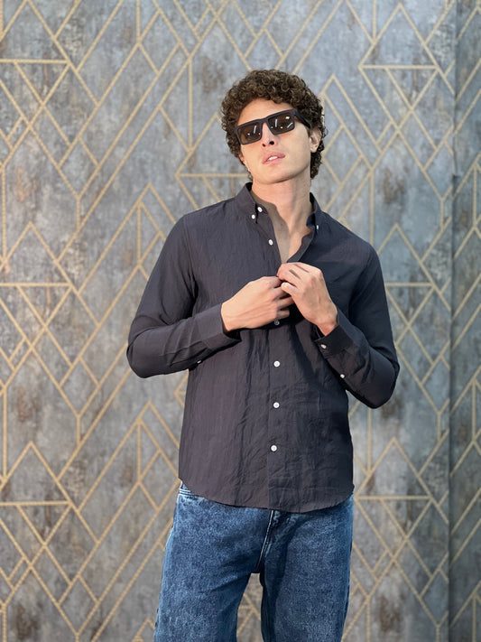 IMPORTED PLAIN BLACK SHIRT