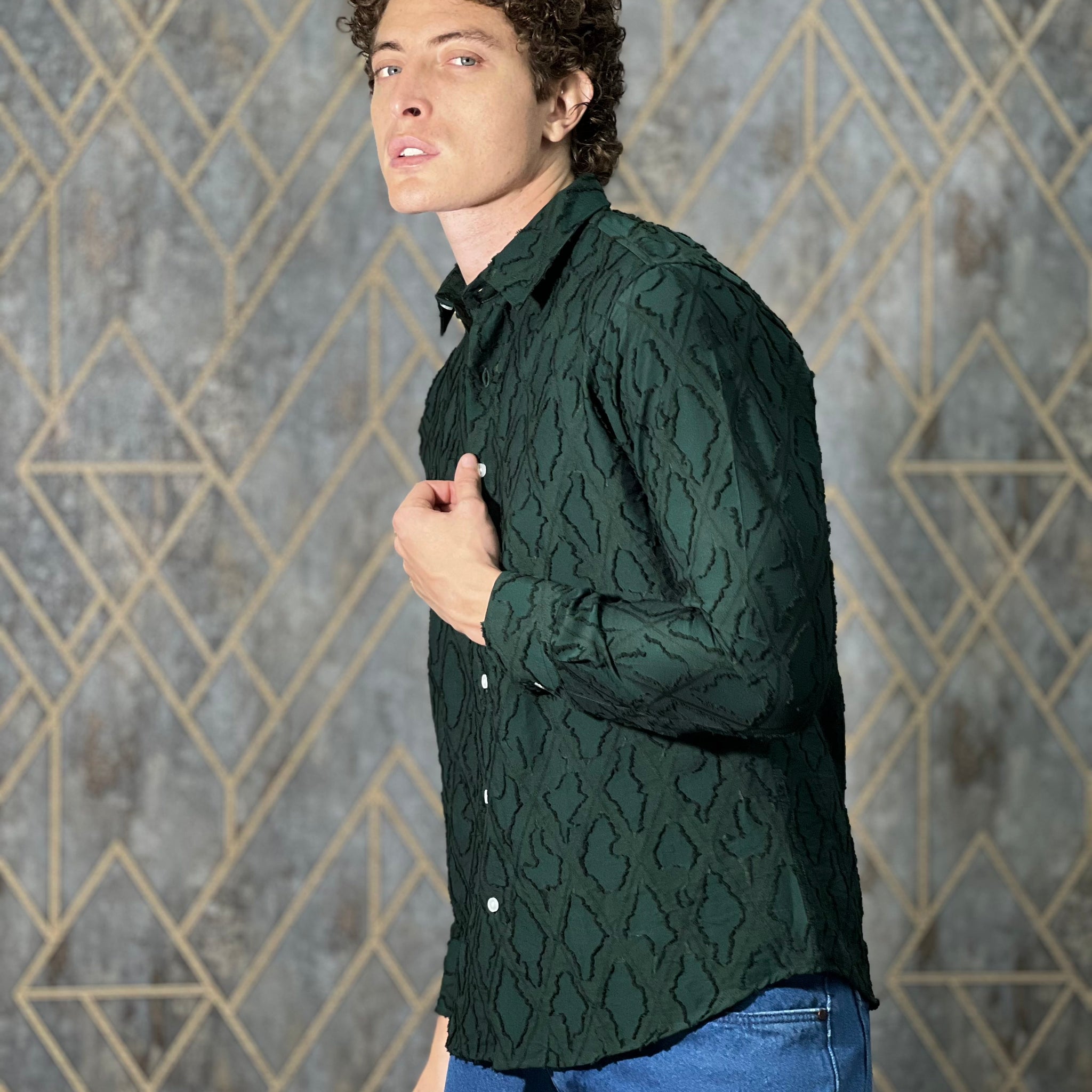IMPORTED DESIGNER GREEN SHIRT