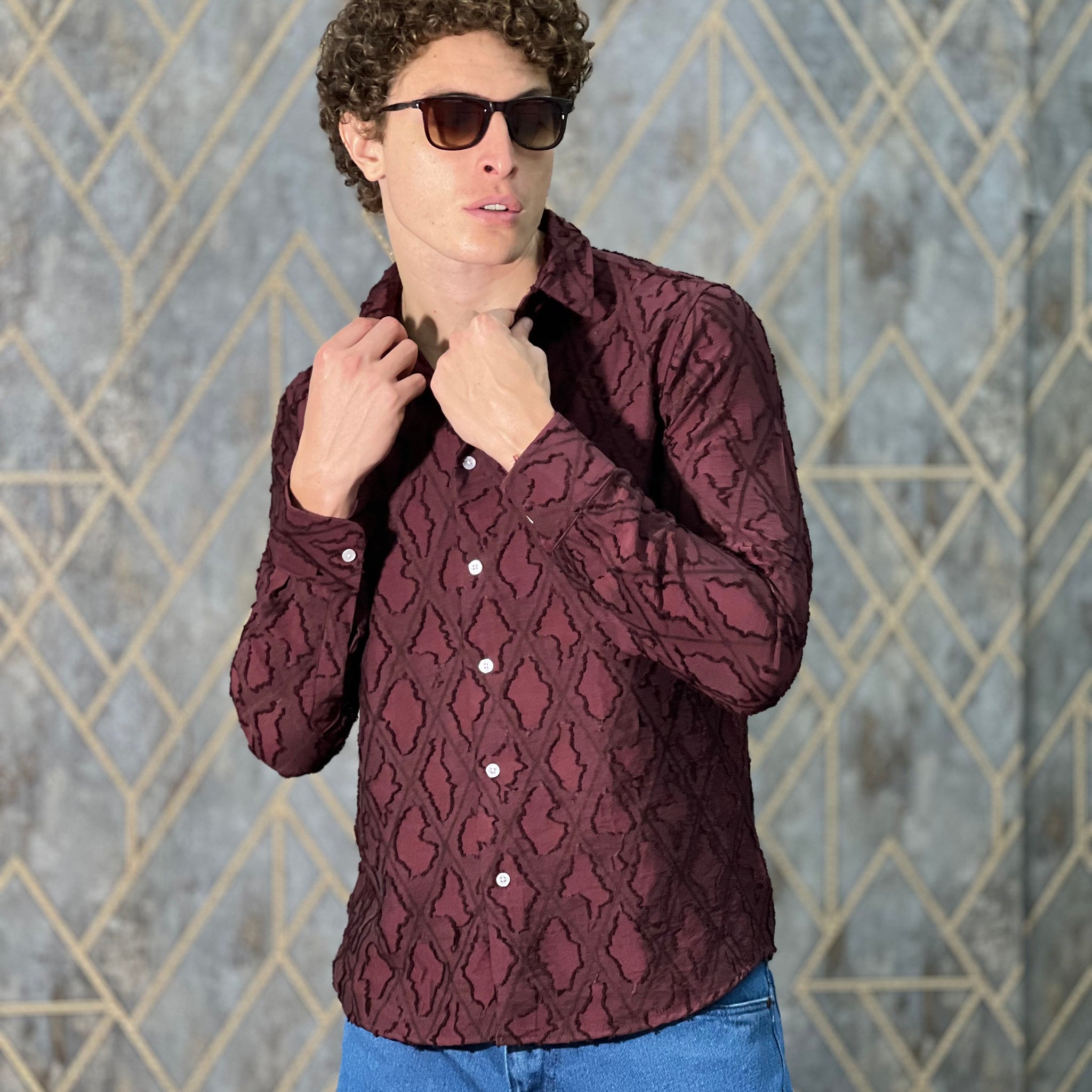 IMPORTED DESIGNER MAROON SHIRT