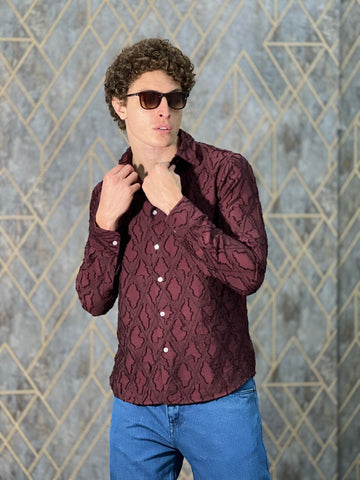 IMPORTED DESIGNER MAROON SHIRT