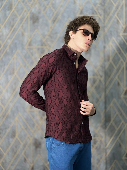 IMPORTED DESIGNER MAROON SHIRT