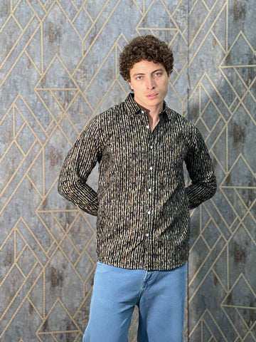 CORDUROY BROWN PRINTED PREMIUM SHIRT