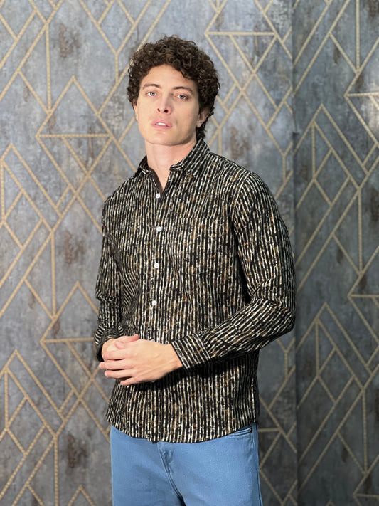 CORDUROY BROWN PRINTED PREMIUM SHIRT