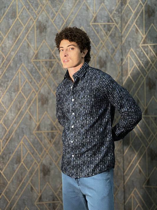 CORDUROY BLUE PRINTED PREMIUM SHIRT