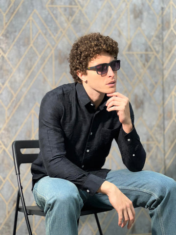IMPORTED PLAIN BLACK SHIRT