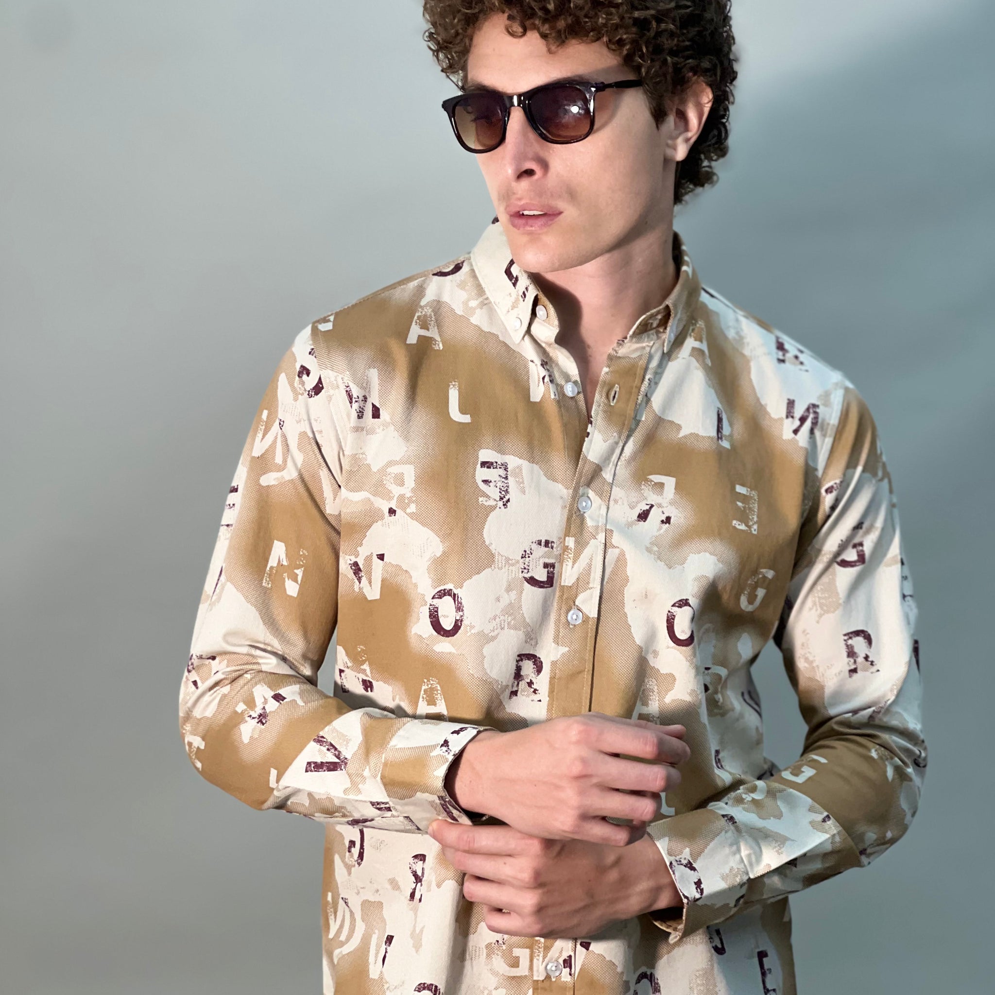 TWILL BEIGE PRINTED SHIRT