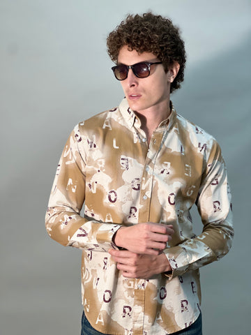 TWILL BEIGE PRINTED SHIRT
