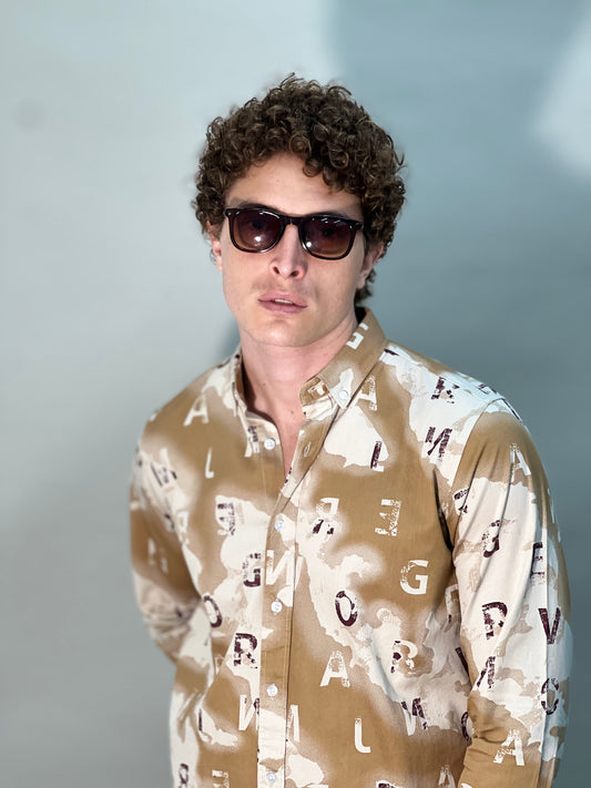 TWILL BEIGE PRINTED SHIRT