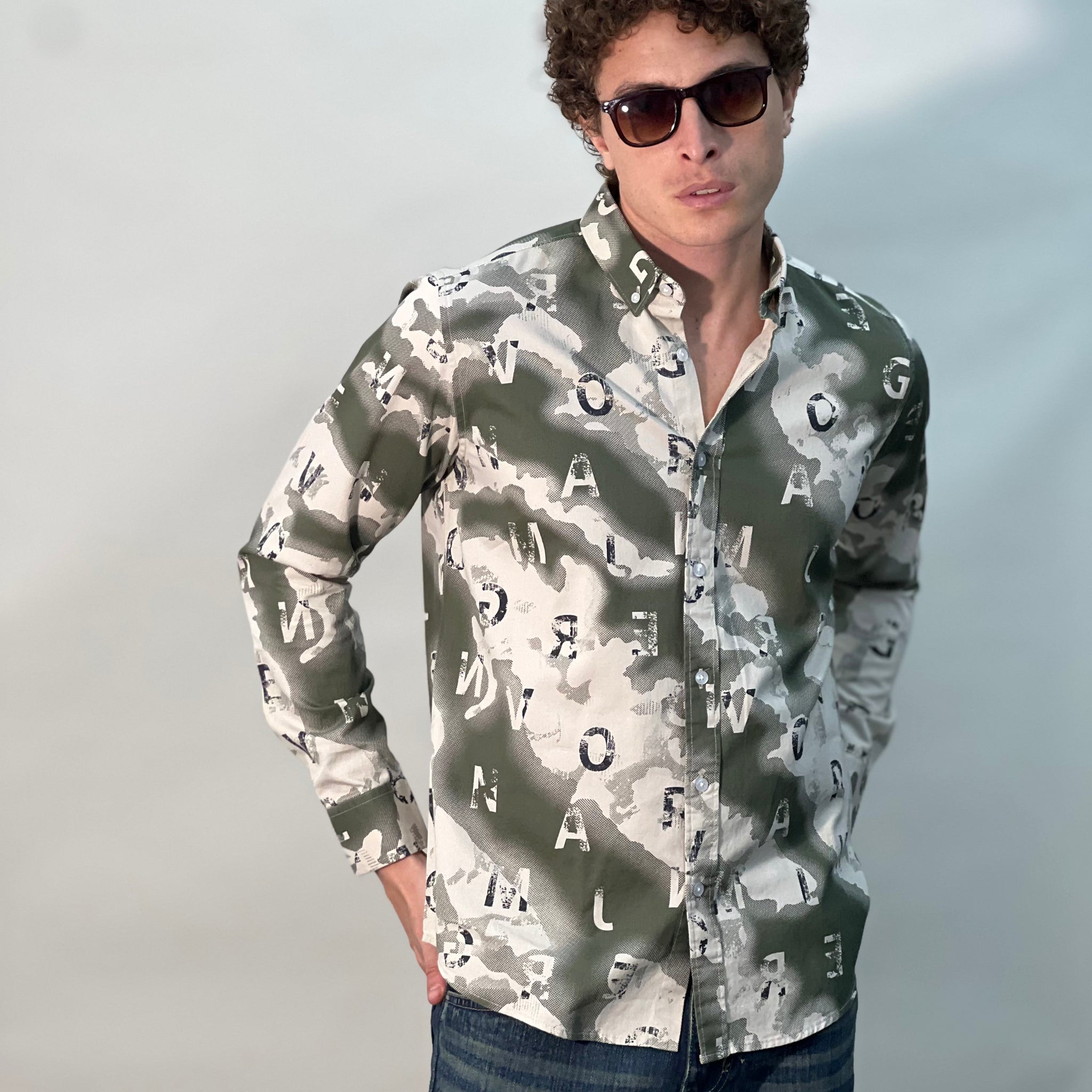 TWILL GREEN PRINTED SHIRT