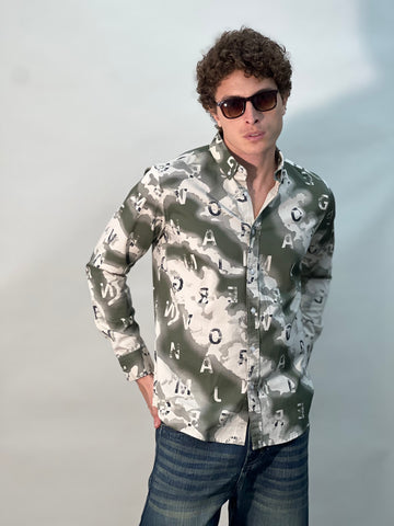 TWILL GREEN PRINTED SHIRT