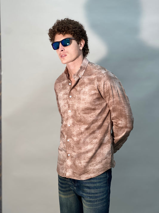 IMPORTED PRINT KHAKI SHIRT