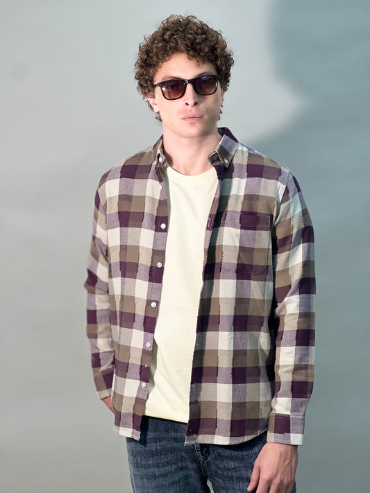 IMPORTED BROWN CHECKED SHIRT
