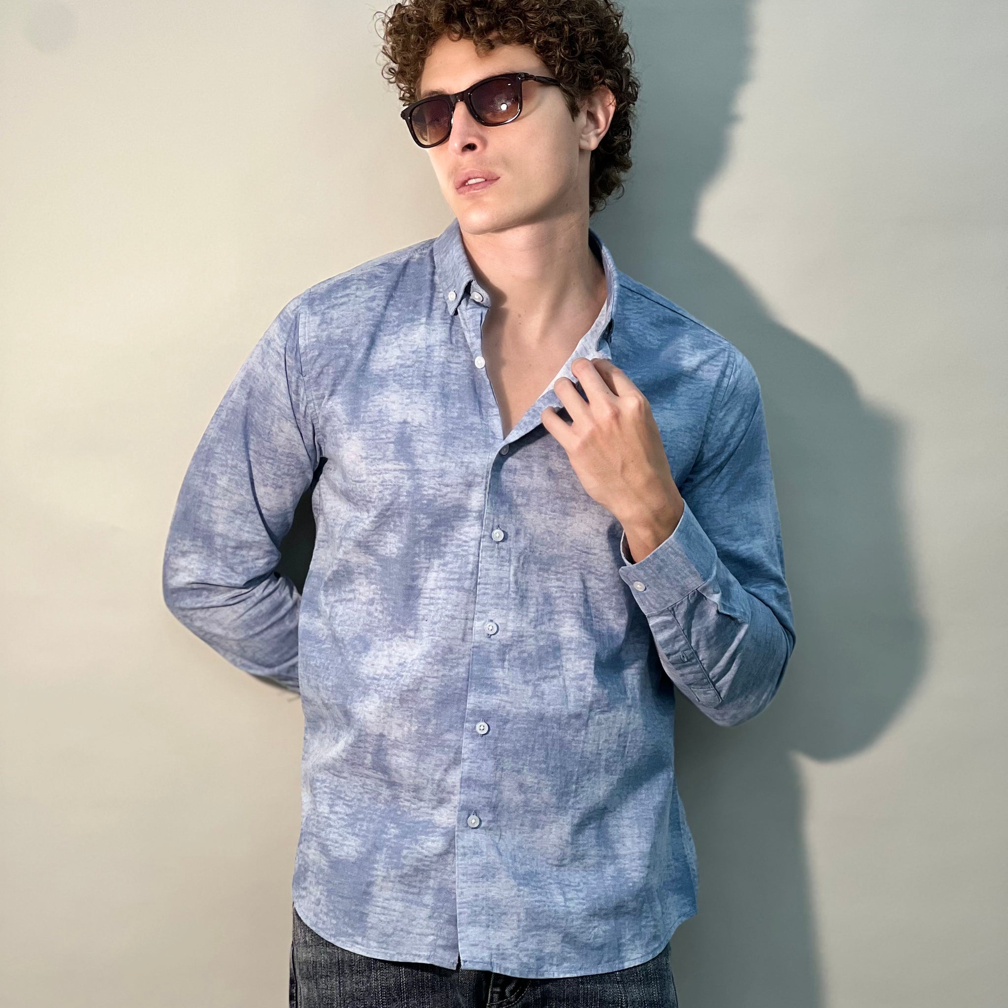 IMPORTED PRINT BLUE SHIRT