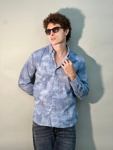 IMPORTED PRINT BLUE SHIRT