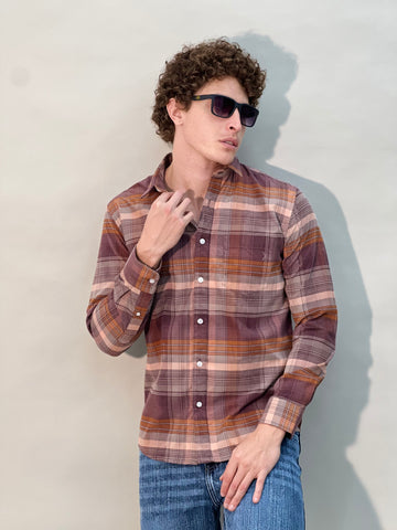 CORDUROY BROWN CHECKERED SHIRT