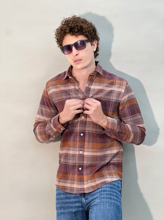 CORDUROY BROWN CHECKERED SHIRT