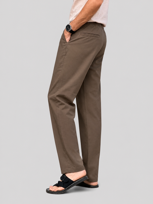 LINEN PYJAMA TROUSERS BROWN