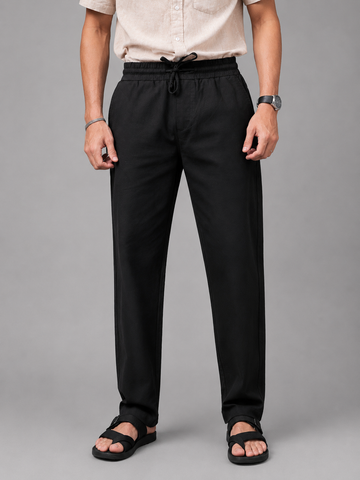 LINEN PYJAMA TROUSERS BLACK