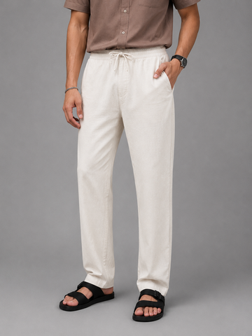 LINEN PYJAMA TROUSERS OFF WHITE
