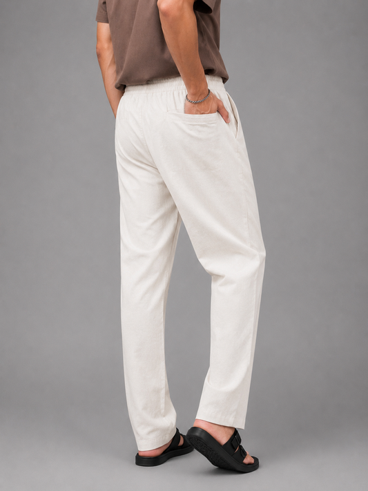 LINEN PYJAMA TROUSERS OFF WHITE