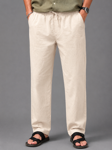 LINEN PYJAMA TROUSERS BEIGE
