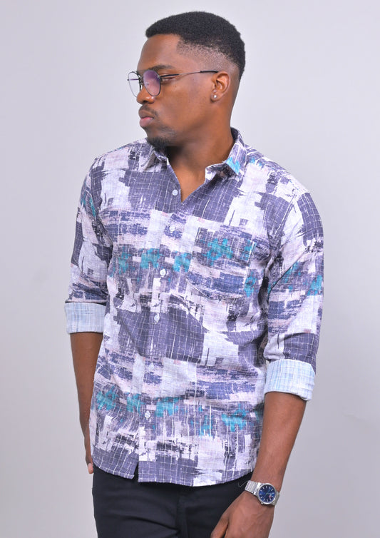 STRUCTURED DOBBY PRINTED SHIRT