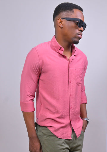 PEACH COLORED IMPORTED PLAIN CASUAL SHIRT