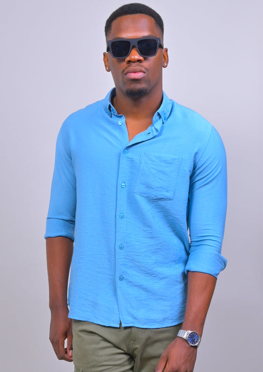 LIGHT BLUE  IMPORTED PLAIN CASUAL SHIRT