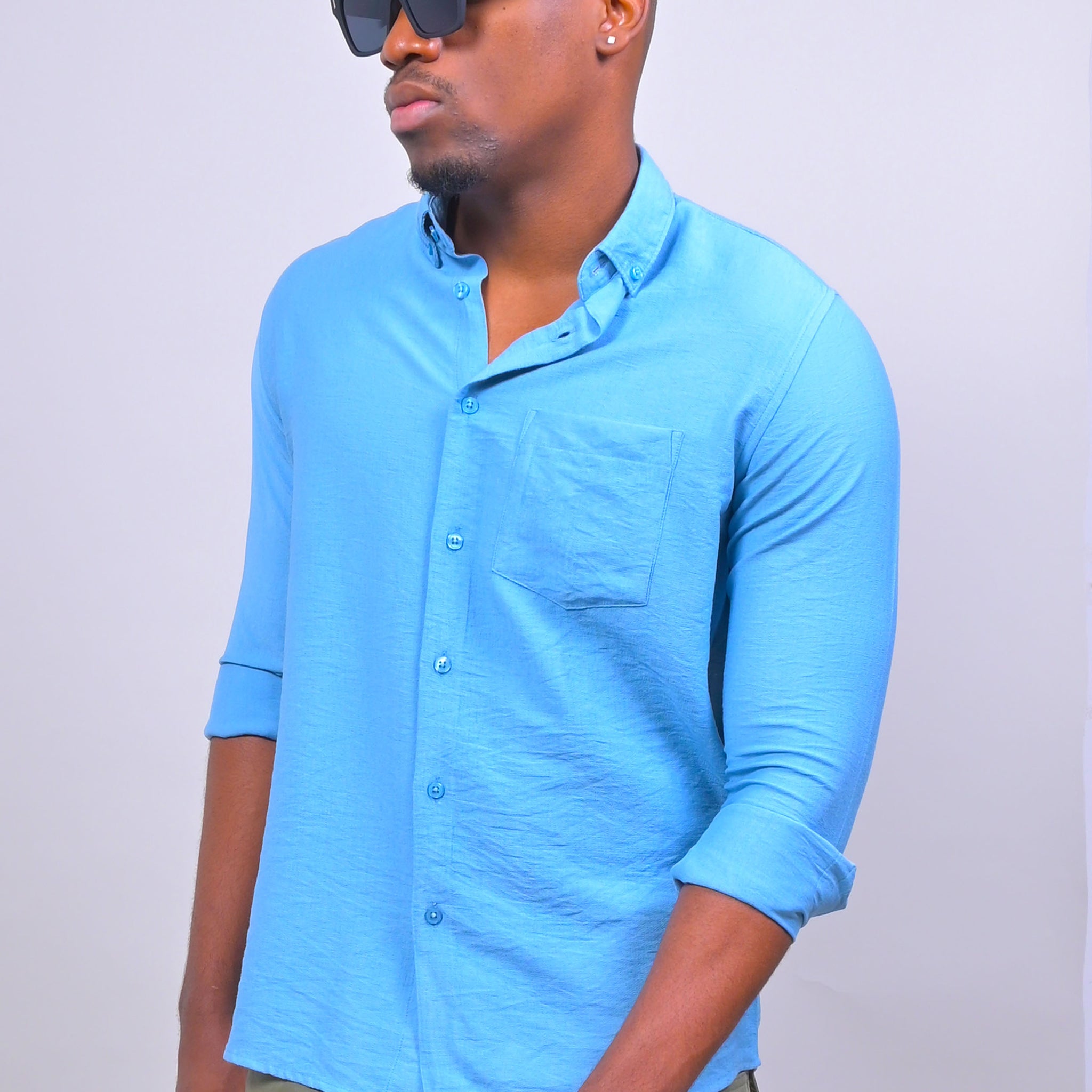 LIGHT BLUE  IMPORTED PLAIN CASUAL SHIRT