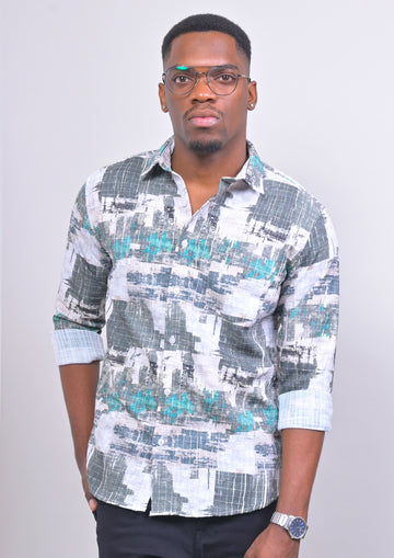 STRUCTURED DOBBY PRINTED SHIRT